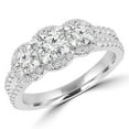thumbnail image 1 of Majesty Diamonds MD180058-4.75 1.3 CTW Round Diamond Three-Stone Halo Engagement Ring in 14K White Gold - Size 4.75, 1 of 1