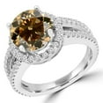 thumbnail image 1 of Majesty Diamonds MD180123-4 2.2 CTW Round Champagne Diamond Halo Engagement Ring in 14K White Gold - Size 4, 1 of 1