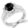 thumbnail image 1 of Majesty Diamonds MD180142-4.75 2.87 CTW Round Black Diamond Solitaire with Accents Engagement Ring in 14K White Gold - Size 4.75, 1 of 1