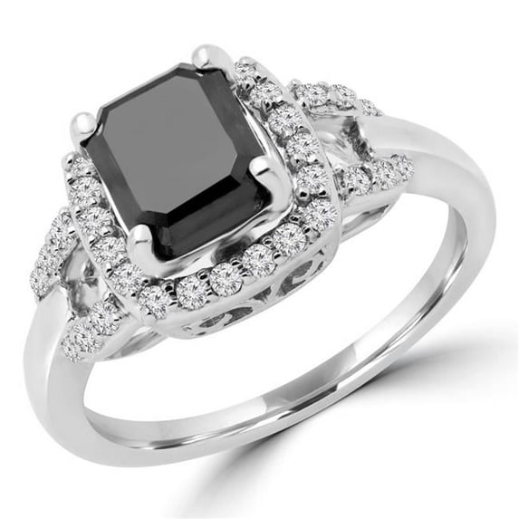 Majesty Diamonds MD180145-8 2.05 CTW Round Black Diamond Halo Engagement Ring in 14K White Gold - Size 8
