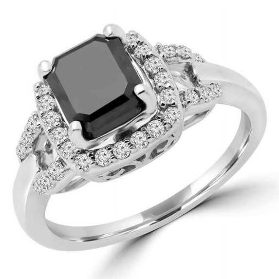 Majesty Diamonds MD180145-8.25 2.05 CTW Round Black Diamond Halo Engagement Ring in 14K White Gold - Size 8.25