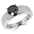 thumbnail image 1 of Majesty Diamonds MD180171-4.75 2.75 CTW Round Black Diamond Solitaire with Accents Engagement Ring in 14K White Gold - Size 4.75, 1 of 1