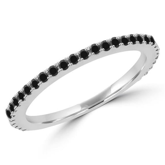 Majesty Diamonds MD180191-8.75 0.3 CTW Round Black Diamond Semi-Eternity Wedding Band Ring in 14K White Gold - Size 8.75