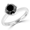 thumbnail image 1 of Majesty Diamonds MD180258-3 2.1 CT Round Black Diamond Solitaire Engagement Ring in 10K White Gold - Size 3, 1 of 1