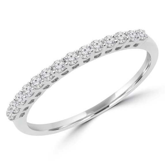 Majesty Diamonds MD180274-4 0.2 CTW Round Diamond Semi-Eternity Wedding Band Ring in 18K White Gold - Size 4