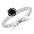 thumbnail image 1 of Majesty Diamonds MD180425-5.5 0.9 CTW Round Black Diamond Promise Solitaire with Accents Engagement Ring in 14K White Gold - Size 5.5, 1 of 1
