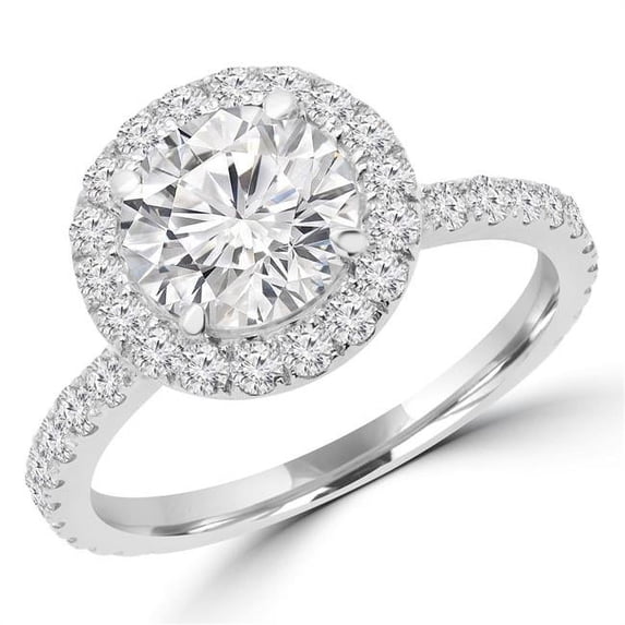 Majesty Diamonds MD180457-4.5 1.3 CTW Round Diamond Vintage Halo Engagement Ring in 14K White Gold - Size 4.5