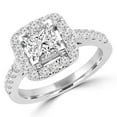 thumbnail image 1 of Majesty Diamonds MD180474-6.25 1.65 CTW Princess Diamond V-Prong Halo Engagement Ring in 14K White Gold - Size 6.25, 1 of 1