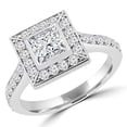 thumbnail image 1 of Majesty Diamonds MD180475-6.25 1.25 CTW Princess Diamond Vintage Bezel Set Halo Engagement Ring in 14K White Gold - Size 6.25, 1 of 1