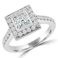 thumbnail image 1 of Majesty Diamonds MD180475-8.5 1.25 CTW Princess Diamond Vintage Bezel Set Halo Engagement Ring in 14K White Gold - Size 8.5, 1 of 1