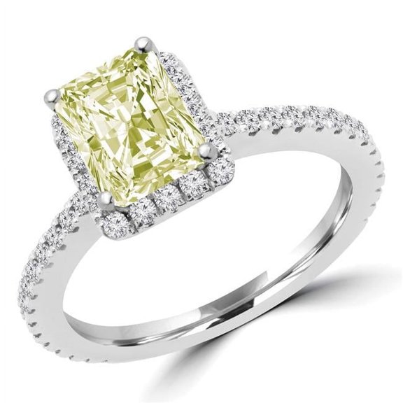 Majesty Diamonds MD180534-3.75 1.37 CTW Radiant Diamond Halo Engagement Ring in 14K White Gold - Size 3.75