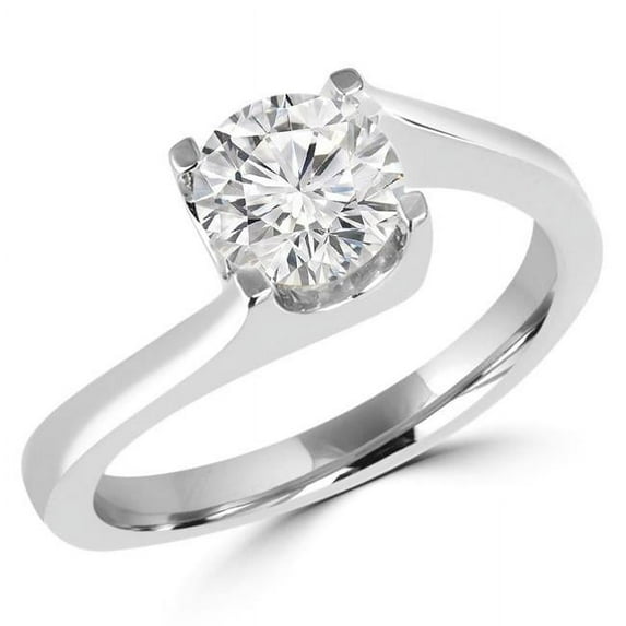 Majesty Diamonds MD180546-4.5 0.5 CT Round Diamond Solitaire Engagement Ring in 14K White Gold - Size 4.5