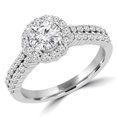 thumbnail image 1 of Majesty Diamonds MD180591-8.5 1.1 CTW Round Diamond Vintage Two Row Halo Engagement Ring in 14K White Gold - Size 8.5, 1 of 1