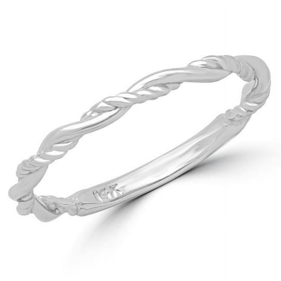 Majesty Diamonds MD180599-4.25 Classic Wedding Band Ring in 14K White Gold - Size 4.25