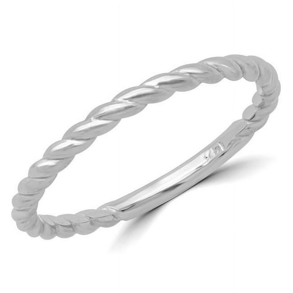 Majesty Diamonds MD180602-5 Braided Rope Classic Wedding Band Ring in 14K White Gold - Size 5