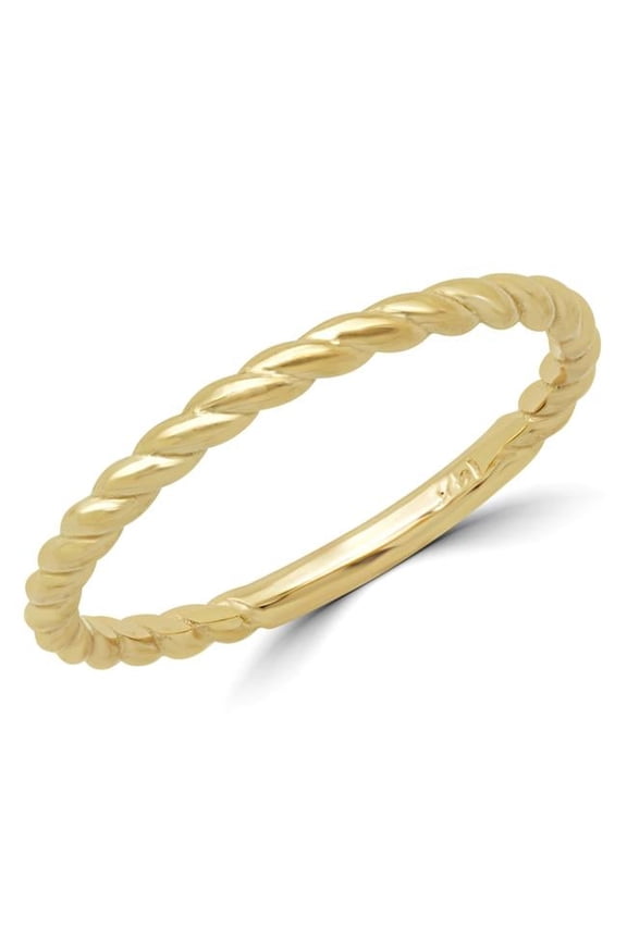 MD180604-4.75 Braided Rope Classic Wedding Band Ring in 14K Yellow Gold - Size 4.75