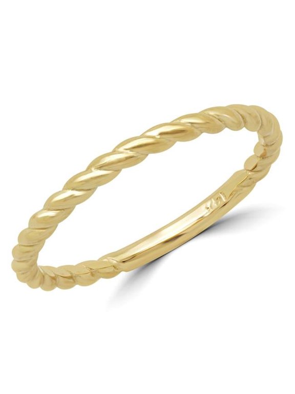 Majesty Diamonds MD180604-7.75 Braided Rope Classic Wedding Band Ring in 14K Yellow Gold - Size 7.75