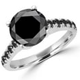 thumbnail image 1 of Majesty Diamonds MD190072-4.5 3.6 CTW Round Black Diamond Solitaire with Accents Engagement Ring in 18K White Gold - Size 4.5, 1 of 1