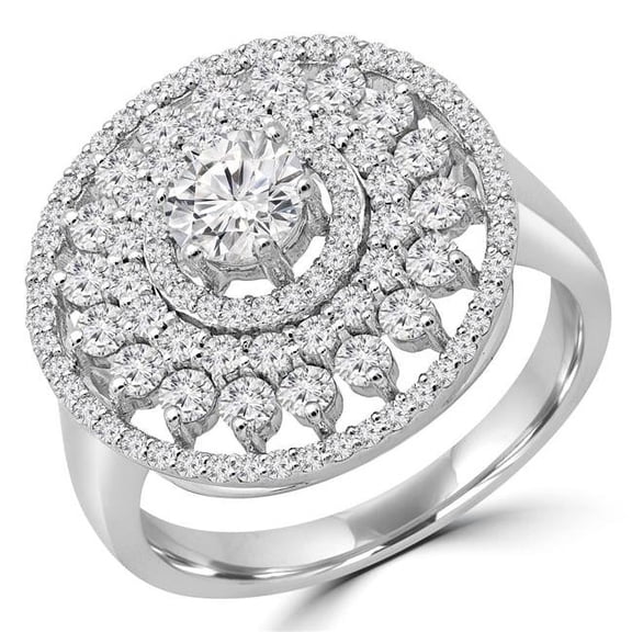 Majesty Diamonds MD190104-P 1.3 CTW Round Diamond Quadruple Halo Engagement Ring in 14K White Gold