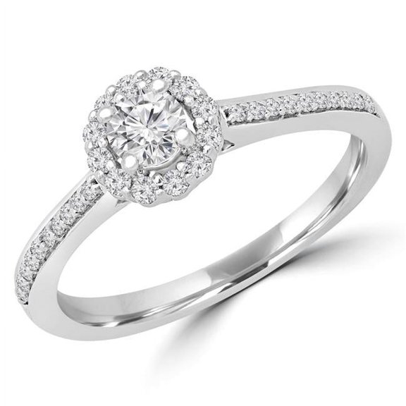 Majesty Diamonds MD190118-P 0.3 CTW Round Diamond Halo Engagement Ring in 14K White Gold