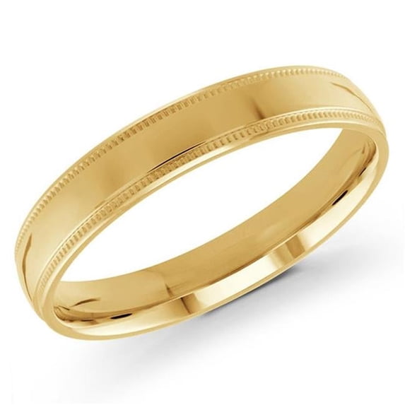 Majesty Diamonds MD190145-8.5 Milgrain Edge Classic Mens Wedding Band Ring in 14K Yellow Gold - Size 8.5