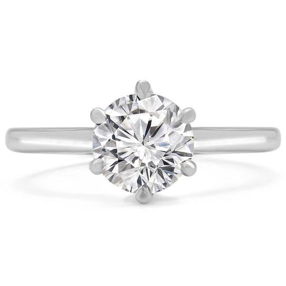 Majesty Diamonds MD190169-5.75 0.75 CT Round Diamond 6-Prong Solitaire Engagement Ring in 14K White Gold - Size 5.75