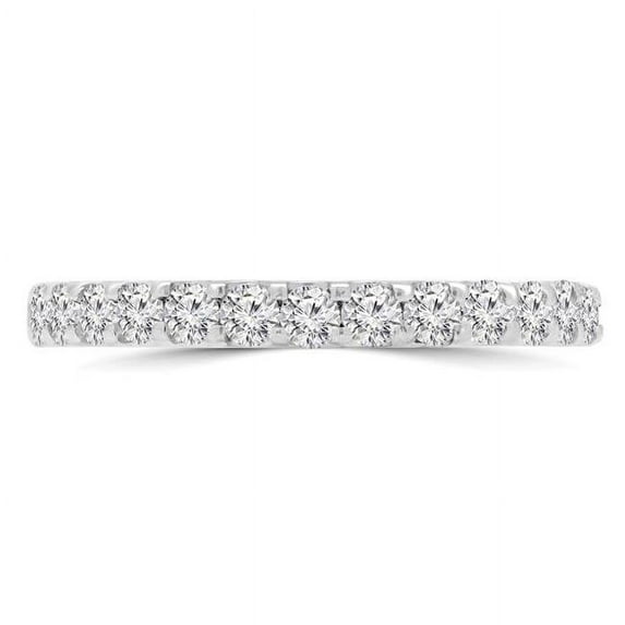 Majesty Diamonds MD190190-8.25 0.67 CTW Round Diamond Semi-Eternity Wedding Band Ring in 14K White Gold - Size 8.25