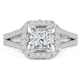 thumbnail image 1 of Majesty Diamonds MD190208-7.5 1.6 CTW Princess Diamond Split Shank Princess Halo Engagement Ring in 18K White Gold with Accents - Size 7.5, 1 of 1