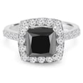 thumbnail image 1 of Majesty Diamonds MD190210-8 2.875 CTW Princess Black Diamond Cushion Halo Engagement Ring in 14K White Gold with Accents - Size 8, 1 of 1