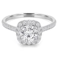 thumbnail image 1 of Majesty Diamonds MD190231-5.5 1 CTW Round Diamond Cushion Halo Engagement Ring in 14K White Gold with Accents - Size 5.5, 1 of 1