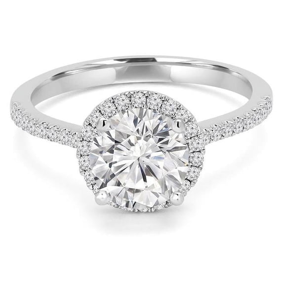 Majesty Diamonds MD190233-4.25 1.375 CTW Round Diamond Halo Engagement Ring in Platinum White with Accents - Size 4.25