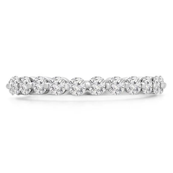 Majesty Diamonds MD190246-3.75 1 CTW Round Diamond Semi-Eternity Wedding Band Ring in 14K White Gold - Size 3.75