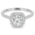 thumbnail image 1 of Majesty Diamonds MD190270-5.75 1.1 CTW Round Diamond Cushion Halo Engagement Ring in 14K White Gold with Accents - Size 5.75, 1 of 1