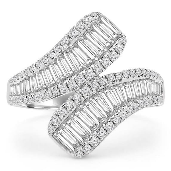 Majesty Diamonds MD190283-5.75 1.4 CTW Round Diamond Bypass Cocktail Ring in 18K White Gold - Size 5.75