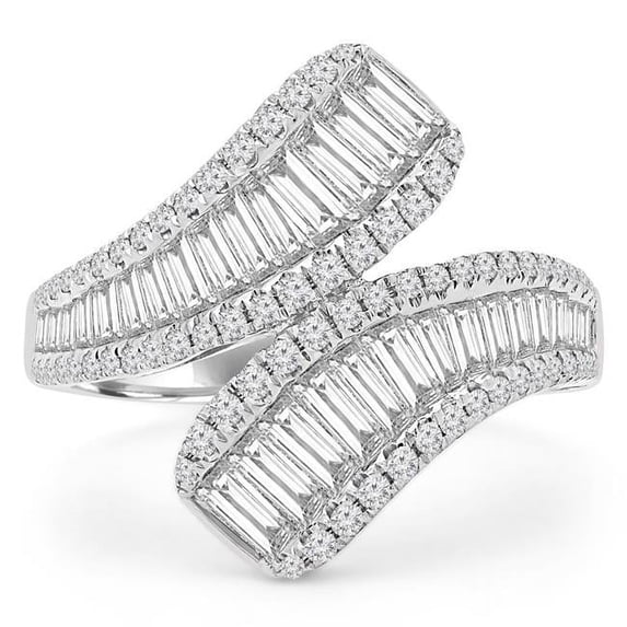 Majesty Diamonds MD190283-6.75 1.4 CTW Round Diamond Bypass Cocktail Ring in 18K White Gold - Size 6.75