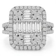 thumbnail image 1 of Majesty Diamonds MD190285-3 2 CTW Baguette Diamond Vintage Cluster Cushion Halo Cocktail Ring in 18K White Gold - Size 3, 1 of 1