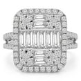 thumbnail image 1 of Majesty Diamonds MD190285-5 2 CTW Baguette Diamond Vintage Cluster Cushion Halo Cocktail Ring in 18K White Gold - Size 5, 1 of 1