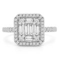 thumbnail image 1 of Majesty Diamonds MD190287-3.25 0.8 CTW Baguette Diamond Cluster Princess Halo Engagement Ring in 18K White Gold with Accents - Size 3.25, 1 of 1