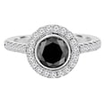 thumbnail image 1 of Majesty Diamonds MD190288-5 2 CTW Round Black Diamond Bezel Set Halo Engagement Ring in 14K White Gold with Accents - Size 5, 1 of 1