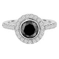 thumbnail image 1 of Majesty Diamonds MD190288-7.75 2 CTW Round Black Diamond Bezel Set Halo Engagement Ring in 14K White Gold with Accents - Size 7.75, 1 of 1