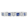 thumbnail image 1 of Majesty Diamonds MD190318-7 0.875 CTW Princess Blue Tanzanite Vintage Milgrain Semi-Eternity Anniversary Wedding Band Ring in 18K White Gold - Size 7, 1 of 1