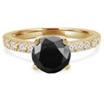 thumbnail image 1 of Majesty Diamonds MD190339-9 2.1 CTW Round Black Diamond Solitaire with Accents Engagement Ring in 14K Yellow Gold - Size 9, 1 of 1