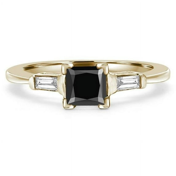 Majesty Diamonds MD190392-P 1.5 CTW Round Black Diamond Three-Stone Engagement Ring in 14K Yellow Gold