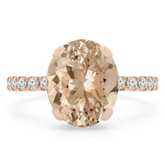 Majesty Diamonds MD190407-3.25 3.4 CTW Oval Pink Morganite Under Halo Engagement Ring in 14K Rose Gold - Size 3.25