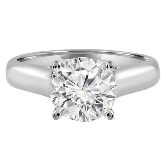 Majesty Diamonds MD190435-8.25 0.63 CT Round Diamond Trellis Solitaire Engagement Ring in 14K White Gold - Size 8.25