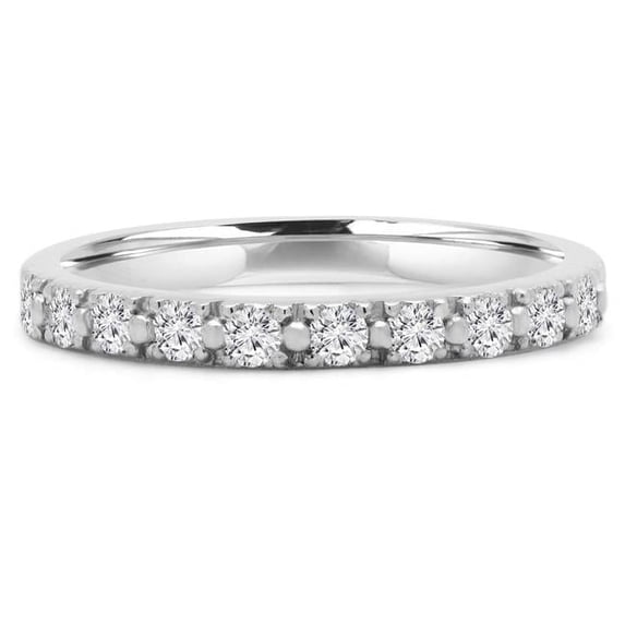 Majesty Diamonds MD190450-5.5 0.2 CTW Round Diamond Semi-Eternity Wedding Band Ring in 14K White Gold - Size 5.5