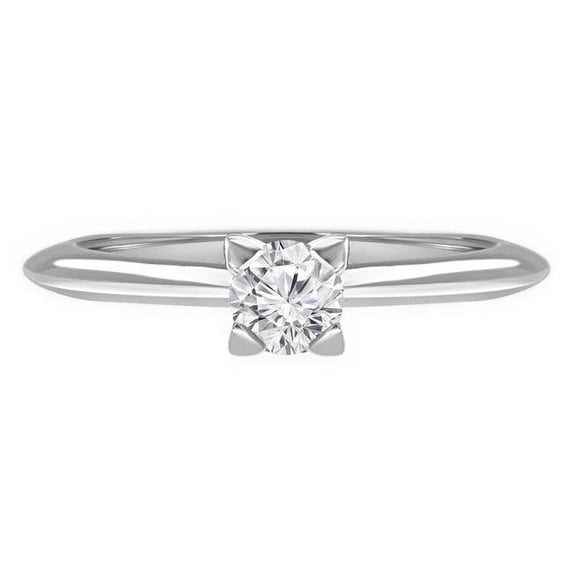Majesty Diamonds MD190451-4.75 0.4 CT Round Diamond Solitaire Engagement Ring in 14K White Gold - Size 4.75