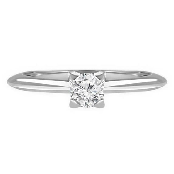 Majesty Diamonds MD190451-7.25 0.4 CT Round Diamond Solitaire Engagement Ring in 14K White Gold - Size 7.25