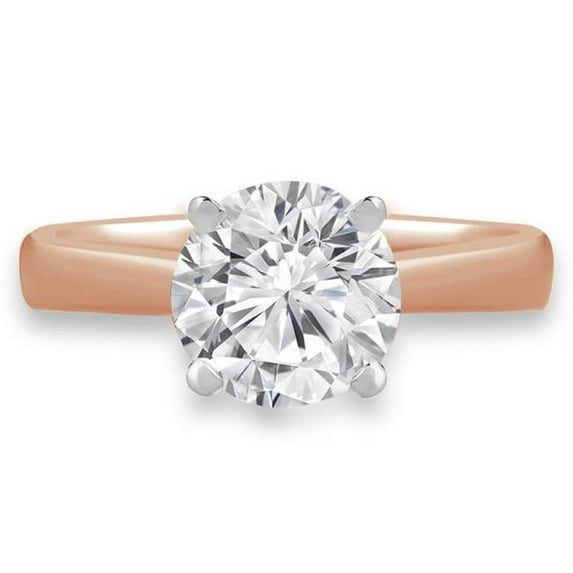 Majesty Diamonds MD190453-3.75 0.38 CT Round Diamond Solitaire Engagement Ring in 14K Rose Gold - Size 3.75