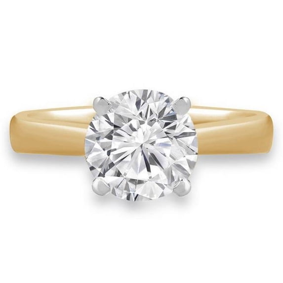 Majesty Diamonds MD190455-5.5 1.05 CT Round Diamond Solitaire Engagement Ring in 14K Yellow Gold - Size 5.5